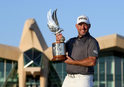 Lee Westwood of England poses with the trophy after the final round of the Abu Dhabi HSBC Championship at Abu Dhabi Golf Club. Getty Images
