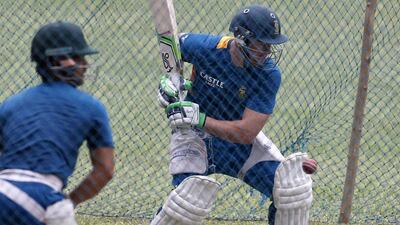 AB de Villiers, right, returns to the South Africa line-up looking to turn his team’s fortunes around against India. Aijaz Rahi / AP Photo