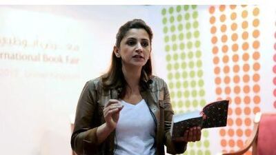 Bahareh Amidi, an American-Iranian spiritual poet, during a poetry workshop at the Abu Dhabi International Book Fair. Fatima Al Marzooqi / The National