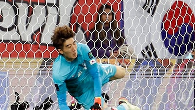 South Korea goalkeeper Jo Hyeon-Woo saves a penalty from Saudi Arabia's Sami Al Naji. Reuters