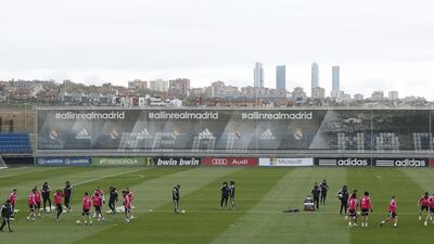 Real Madrid's players train on Saturday at their Valdebebas sports complex for their El Clasico meeting with Barcelona on Sunday. Alberto Martin / EPA