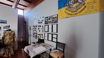 Cleveland has been home to Ukrainian immigrants for over a century. At the Ukrainian Museum-Archives a war memorial has been erected to mark Russia's devastating invasion. Stephen Starr / The National