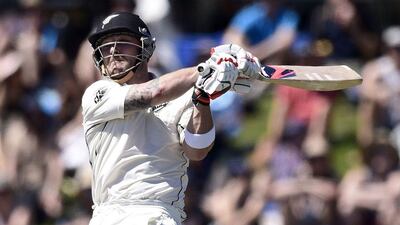 Brendon McCullum of New Zealand plays a shot during Day 1 of the second Test match against Australia in Christchurch on Saturday. Marty Melville / AFP / February 20, 2016
