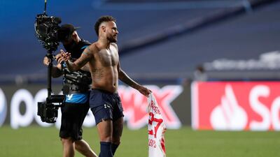 PSG's Neymar after swapping his shirt. AP