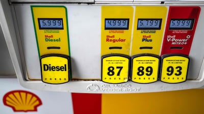 Petrol prices at a Shell filling station in Houston, on October 2. Democrats are linking high fuel prices to the Iran war. AFP