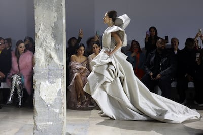 Gupta's gowns combine sculptural silhouettes with traditional Indian crafts. Getty Images