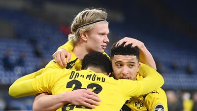 Jadon Sancho, right, has developed into one of Europe's best attacking wide players since joining Dortmund from Manchester City in August 2017. Reuters