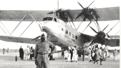 The Hanno, the first plane to land in Sharjah, touches down from Gwadar on October 5, 1932. All photos by: Kenneth Mackay / Dr Sultan Al Qasimi Centre for Gulf Studies - Al Darah, unless otherwise specified