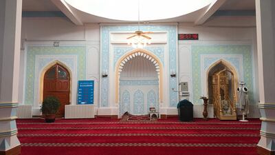 The renovated interior of Hotan Kamai Mosque in Xinjiang.