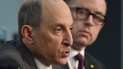 Qatar Airways chief executive Akbar Al Baker (left) and Qantas chief executive Alan Joyce (right) attend a press conference at the International Air Transport Association annual meeting in Sydney after Mr Baker said his carrier was led by a man as "it is a very challenging position". Peter Parks/ Afp