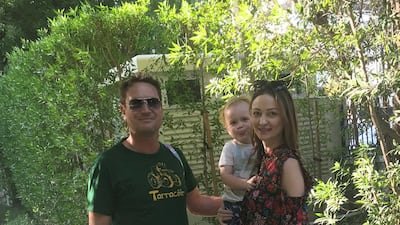 Irish expat Yvonne Kerr, who is pregnant with her second child, with her husband and son