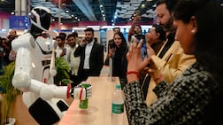 Elixis-W, a humanoid robot, at an AI Impact Summit in New Delhi, India. Bloomberg