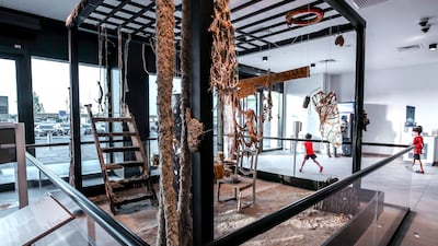 A multimedia installation made from items found on a shipwreck by Ayesha Hadhir Al Mheiri at the New Fish Market, Mina Zayed in Abu Dhabi. Victor Besa / The National
