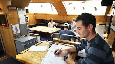 Daniel Cron, a team scientist, on the Tara.