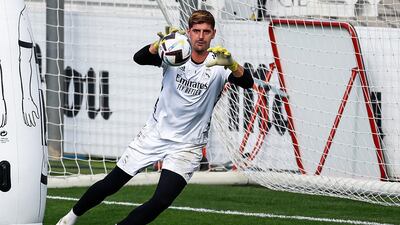 Real Madrid goalkeeper Thibaut Courtois during training. EPA