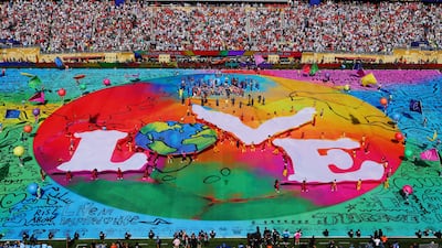 The halftime show gets under way in East Rutherford. Reuters