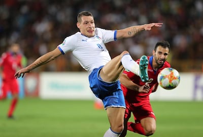 Italy's Andrea Belotti scored twice in his team's 3-1 Euro 2020 qualifier win over Armenia on Thursday. Reuters