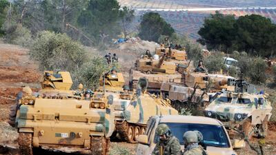 Turkish troops take control of Bursayah hill, which separates the Kurdish-held enclave of Afrin from the Turkey-controlled Syrian town of Azaz on January 28, 2018. DHA-Depo Photos via AP