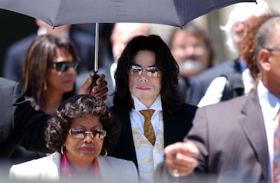 Michael Jackson and his mother Katherine Jackson exit the courthouse in 2005 after the singer's case was turned over to the jury. WireImage