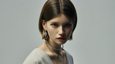 Stacked up: Love wears jewellery by Louis Vuitton, Bulgari, Suzanne Kalan, Messika Paris, Akillis and Louis Vuitton. Make-up: Make-up: Infusion de Rose Nourishing Crème; Radiance Foundation Primer; Candle Glow Concealer & Highlighter No 1; Translucent Loose Setting Powder; Contour Kit, all from Laura Mercier. Maestro Fusion Makeup 4.5, Giorgio Armani. Pro-Prime Instant Line & Pore Perfector; Talia Contour Blush; Velvet Lip Glide in Striped, all from Nars Cosmetics. Gimme Brow Volumising Fibre Gel, Benefit. Eye Reviver Palette in Illuminating Neutrals; Eye Prime in 002, Christian Dior