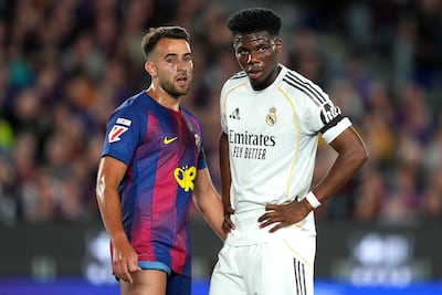 Real Madrid midfielder Aurelien Tchouameni, right, could be on Manchester United's radar this summer. Getty Images