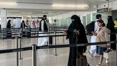 Travellers at King Khalid International Airport in Riyadh. Flight schedules have been disrupted across the Gulf. AFP