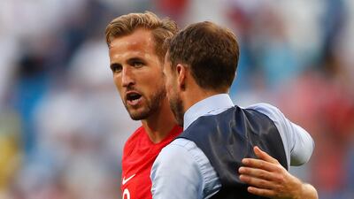 England captain Harry Kane, left, and manager Gareth Southgate aim to reach the World Cup final. Frank Augstein / AP Photo