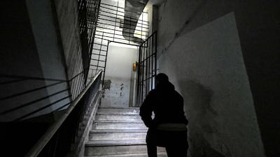A staircase inside the Palestine Branch of Syria's Military Intelligence Directorate in Damascus, days after its inmates were freed by rebels who toppled former president Bashar Al Assad. AFP