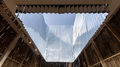 When do thresholds become courtyards? at Dubai Design Week, an installation that examines the flexible, multifunctional space in Emirati homes. Chris Whiteoak / The National