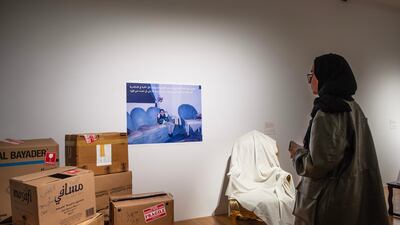 Lina El-Shamy’s installation Deferred Homes and Boxed Objects: From the Gulf to Egypt