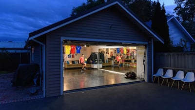 New Zealand Football Ferns player Annalie Longo training in isolation in her garage in Christchurch, New Zealand. Getty