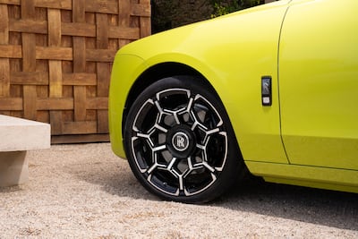 The 22-inch, part-polished, seven-spoke forged wheels are exclusive to the Black Badge, along with many other internal and external differences. Photo: Rolls-Royce