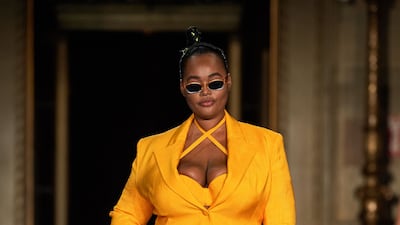 Model Precious Lee opened the Christian Siriano spring / summer 2022 show. Photo: Christian Siriano