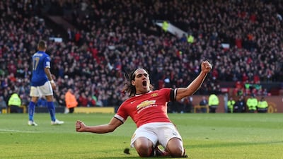Louis van Gaal was thrilled to see Radamel Falcao score against Leicester City on Saturday. Paul Ellis / AFP