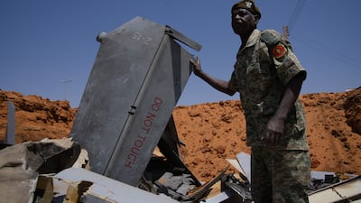 Debris from downed drones in El Obeid, North Kordofan, Sudan. Getty