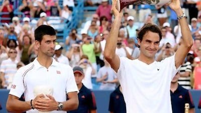 Roger Federer, right, beat Novak Djokovic, left, in Cincinnati.