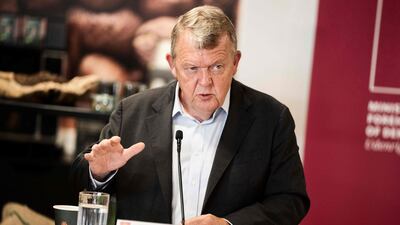 Foreign Minister Lars Loekke Rasmussen addresses a press conference on Denmark's new strategy for Africa on Monday. AFP
