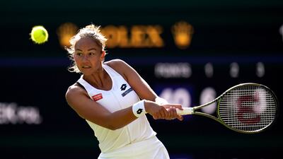 Lesley Pattinama Kerkhove during her second-round defeat against top seed Iga Swiatek. PA