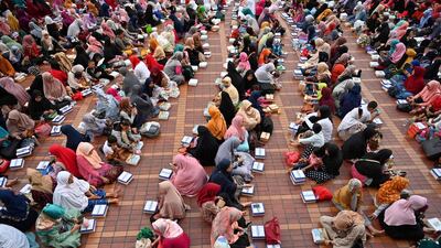 Indonesian Muslims gather to break their fasting at the Istiqlal grand mosque in Jakarta. AFP