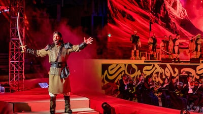 Amine Hachem plays Antar in the operatic production at Zayed Sports City. Photo: Arabic Opera
