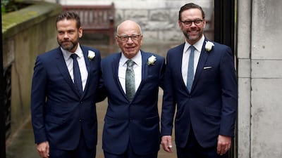 Media mogul Rupert Murdoch and his sons Lachlan, left, and James. Reuters