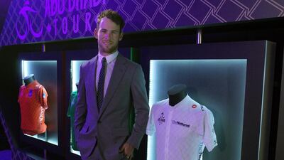 Mark Cavendish was in Abu Dhabi on Tuesday at the introduction of the jerseys for the Abu Dhabi Tour, the four-stage, 555-kilometre race for which he is the brand ambassador and is due to participate. DELORES JOHNSON / The National