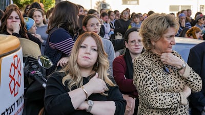 People mourn the death of teenager Aryeh Shchoupik, an Israeli-Canadian killed in an attack on a bus stop in Jerusalem. AFP