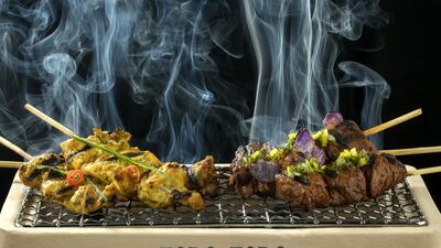 Chicken and beef anticuchos at Vakava Abu Dhabi