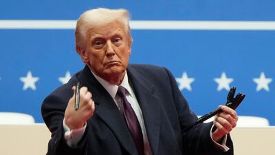 US President Donald Trump and Egypt's President Abdel Fattah El Sisi did not touch on the matter of the transfer of Palestinians from Gaza in Saturday's phone call. AP
