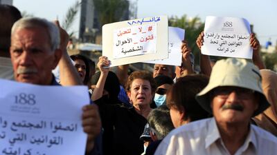 Demonstrators took to the streets in Baghdad on Thursday protesting the amendment of the Personal Status Law. EPA