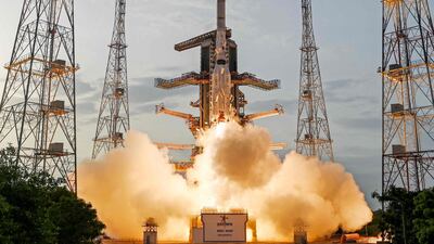 ISRO's launch vehicle GSLV-F16, carrying the NISAR earth observation satellite, lifts off at the Satish Dhawan Space Centre in India's Andhra Pradesh state. AFP