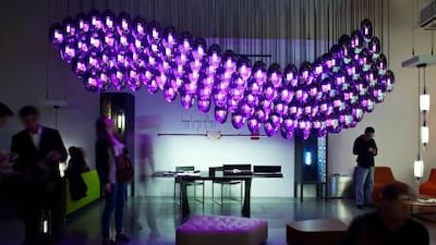 The Nomad chandelier's LED light sources can be individually controlled to create countless colour combinations. Its modular system also makes it customisable. Photo by Vasco Celio