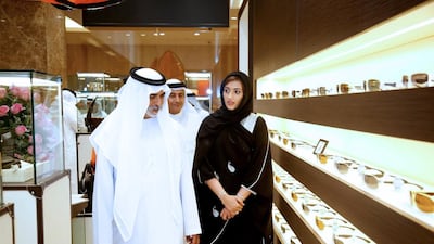 H.E. Sheikh Nahyan Bin Mubarak Al Nahyan, Head, United Arab Emirates Ministry of Culture, Youth, and Social Development with Ms Munira, VP, MAYBACH Icons of Luxury, Middle East. Courtesy of Maybach