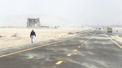A sandstorm at the Umm Nahad 3 area of Dubai. Pawan Singh / The National